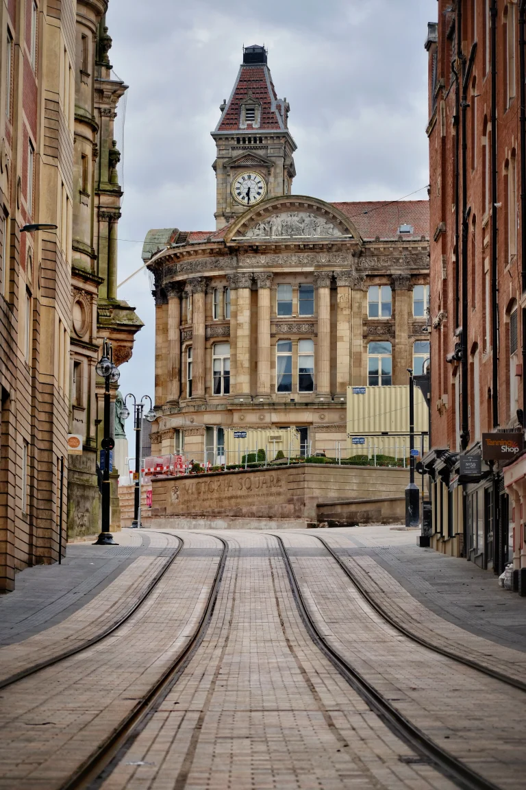 Tram tracks in central Birmingham